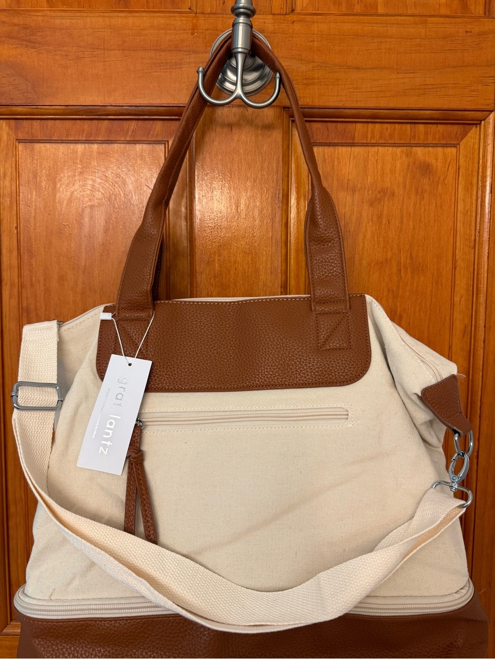 Graf Lantz Beige and Brown Canvas Weekender Bag